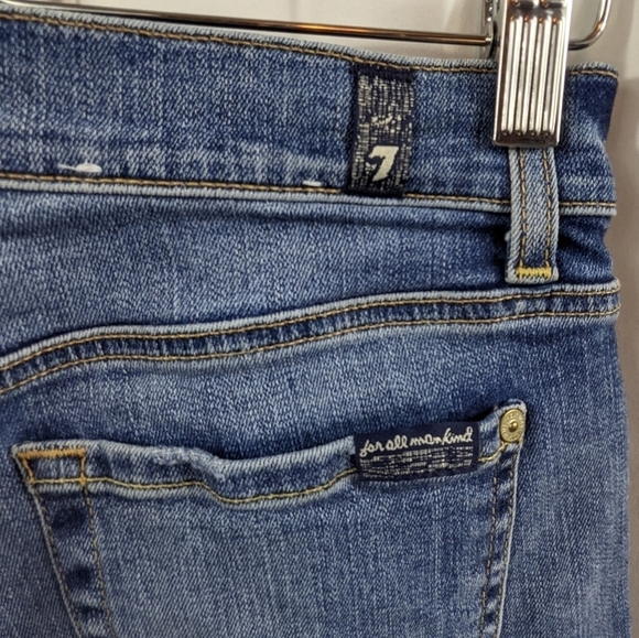 7 For All Mankind High Rise Raw Hem Boot Cut Jeans Sz 28 - Picture 7 of 13